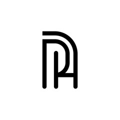 letter dh initial logo monogram vector black color