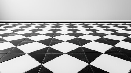 Black and white geometric floor tiles with high-contrast diamond pattern © Nowell Studio