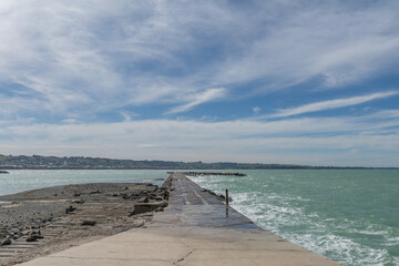 Oamaru pier and blue sky