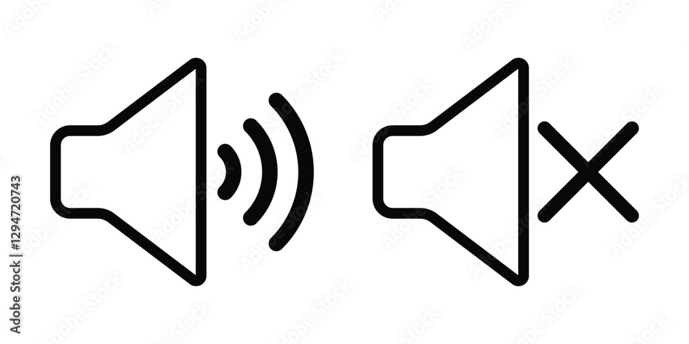 Poster speaker icon. sound icon. an icon that increases and reduces the sound. a set of sound icons with di