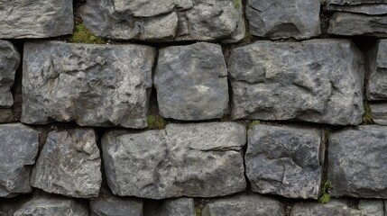 Fototapeta premium Rough stone wall with natural rugged texture and deep grooves