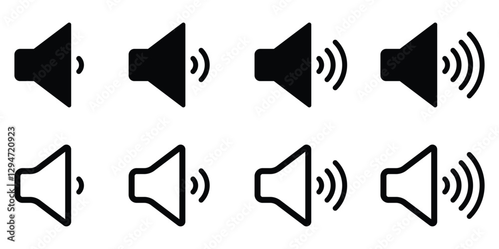 Fototapete sound on off icons vector in line style . sound volume and mute icon. volume allow and volume prohib