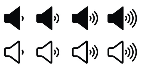 sound on off icons vector in line style . sound volume and mute icon. Volume allow and volume prohibit icon set. Sound and Mute. Volume icon set. EPS 10