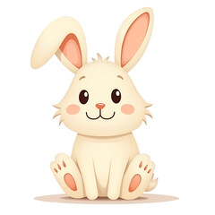 Adorable Cartoon Bunny Character With Cheery Expression and Sitting Pose