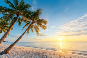 Beautiful beach with palm trees and a calm ocean