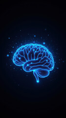 Fototapeta premium Blue brain graphic with abstract elements symbolizing artificial general intelligence or AI development.