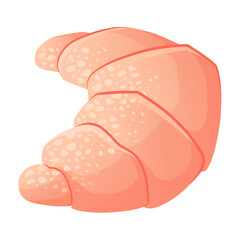 Delicious dessert from puff pastry. Sweet or salty croissant. Pastry hand drawn stylized Flat vector illustration isolated on white background