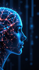 Conceptual art depicting artificial general intelligence with human face integrated into circuitry.