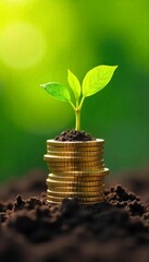 Growing Money Plant, Financial Growth Concept, Investment, Savings, Wealth, Prosperity, Business, Finance, 