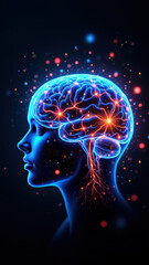 Obraz premium A digital illustration representing artificial general intelligence, with a stylized brain set against a cosmic backdrop.