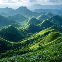 Lush valley green mountain view high resolution hd image