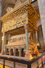 AVILA, SPAIN, APRIL - 19, 2016: The romanesque polychrome funeral memorial Cenotafio de los Santos Hermanos Martires church © Renáta Sedmáková