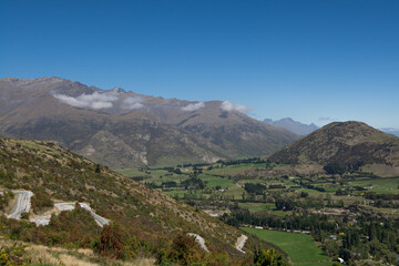 Blue sky and green nature in New Zealand