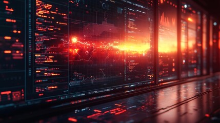 A sleek digital wellness dashboard with a futuristic interface displaying data graphs and analytics for health and technology. Generative AI