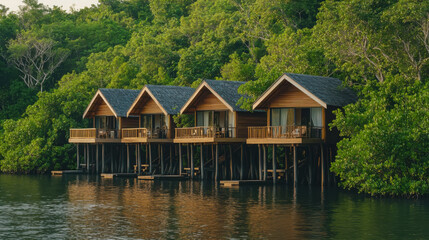 Obraz premium Peaceful getaway at an eco resort in a serene natural setting