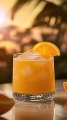 Refreshing Orange Sunset Cocktail Drink in Glass