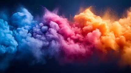 Dynamic Colorful Smoke Clouds with Vibrant Hues of Blue Pink and Orange. Generative AI
