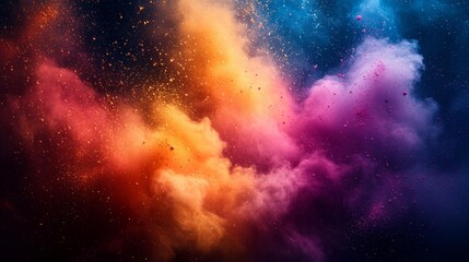 Fototapeta premium Explosive Colorful Clouds of Cosmic Dust and Particles in Deep Space. Generative AI