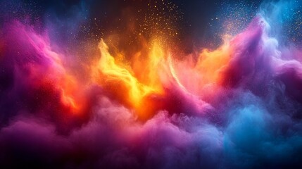 Fototapeta premium Abstract Colorful Explosion of Powder Clouds in Vibrant Hues. Generative AI