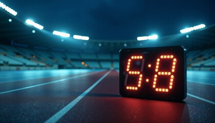 Track Timer Displays Competition Under Stadium Lights