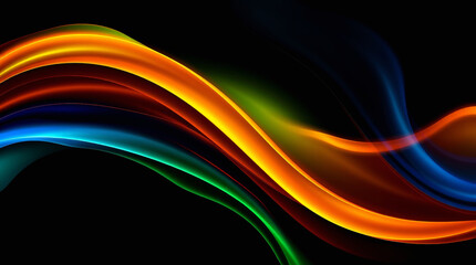 Fototapeta premium Abstract light streaks flow dynamically with blue and green hues over a dark background