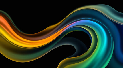 Obraz premium Abstract light streaks flow dynamically with blue and green hues over a dark background