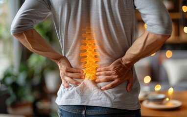 Back pain: spinal discomfort, posture strain, nerve pressure, muscular tension, vertebrae stress, skeletal misalignment, chronic stiffness, lumbar soreness, movement restriction, physical discomfort,,