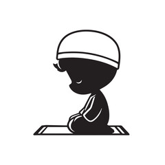 vector silhouette of a Muslim praying during the month of Ramadan