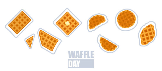 Baking illustration set. Baking, waffles, bakery, cooking, sweet products, dessert, pastries concept. Vector illustrations isolated on white background for posters, banners, cards, and advertisements.