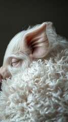 Obraz premium Focusing closely on a piglet's curled tail and back, the image captures the fine skin texture and fuzziness, highlighting its unique appearance and soft features