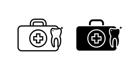Suitcase on teeth icon set. for mobile concept and web design on white background