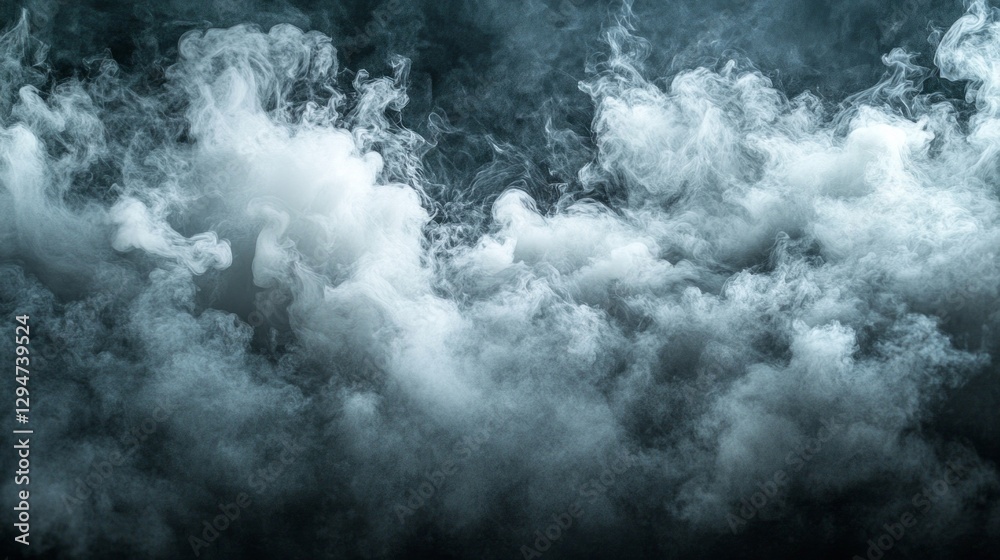Poster wisps of smoky clouds drift gracefully against a dark backdrop, evoking a sense of mystery and tranq