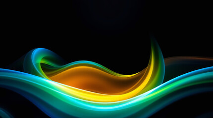 Obraz premium Abstract light streaks flow dynamically with blue and green hues over a dark background,abstract fractal background