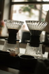 manual brew filter coffee set up bar