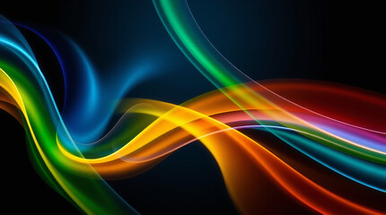 Naklejka premium Abstract light streaks flow dynamically with blue and green hues over a dark background,abstract fractal background