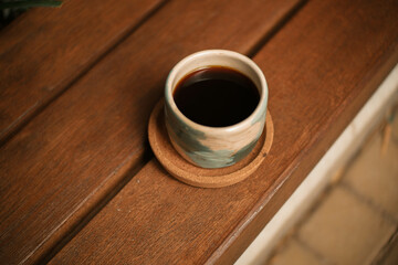 Arabica filter coffee in a modern ceramic glass container