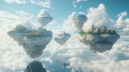 Obraz premium Floating Islands with Buildings