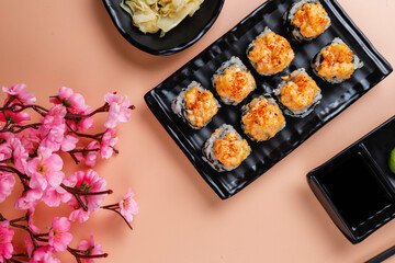 fFesh sushi set traditional japanese food