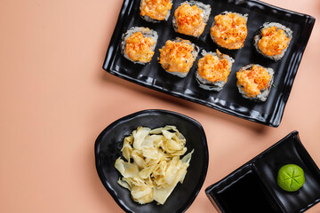 fFesh sushi set traditional japanese food