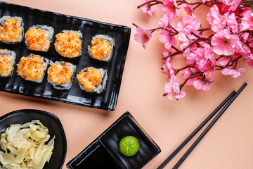 fFesh sushi set traditional japanese food