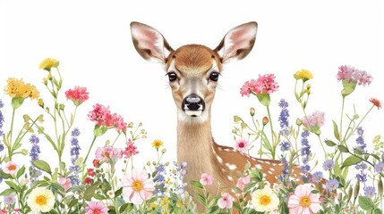 Fawn in a Wildflower Meadow