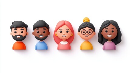 Fototapeta premium Diverse Team of Happy Cartoon Characters