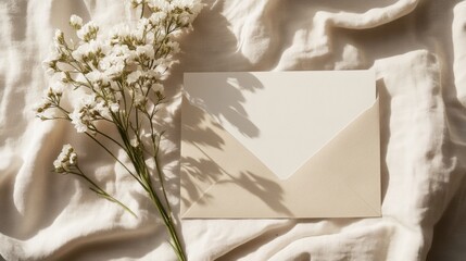 With love and elegance. Empty paper card with mockup copy space.