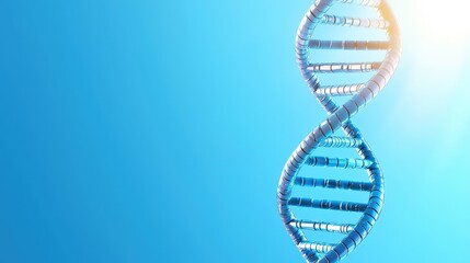 Striking Blue DNA Double Helix Model Under Bright Sunlight