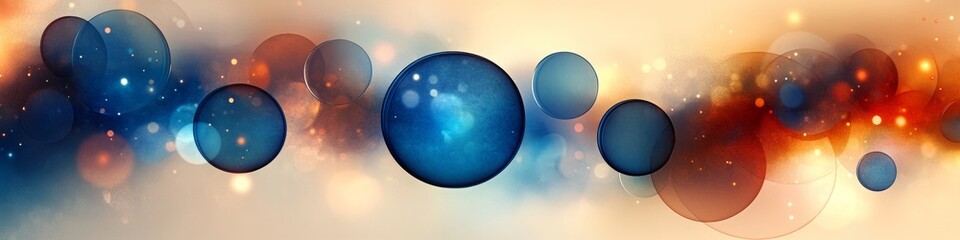 Blue Circles Abstract Background, LinkedIn cover, copy space, AI Generated