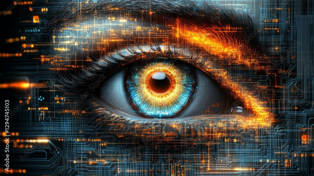 Poster futuristic ai chip. digital data processor with a glowing neon circuit board background. concept of 