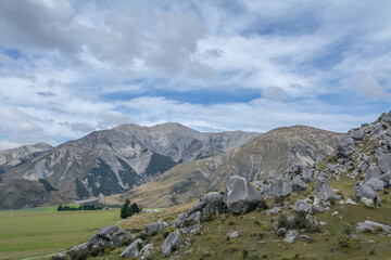 clouds and landscapes at rock formation of Kura Tawhiti