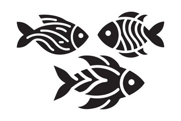 Stylized Tribal Fish Vector - Black and White Ornamental Fish Illustration 