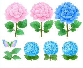 Charming collection of hand-drawn watercolor flowers.