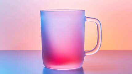 Frosted Glass Mug Illuminated By Pastel Hues